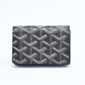 Very good condition GOYARD Saint Sulpice Herringbone Card Case STSULPPMLTY01CL01X Black PVC Leather Used 4a007176