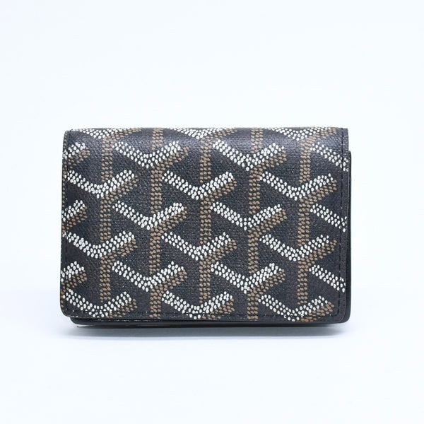 Very good condition GOYARD Saint Sulpice Herringbone Card Case STSULPPMLTY01CL01X Black PVC Leather Used 4a007176
