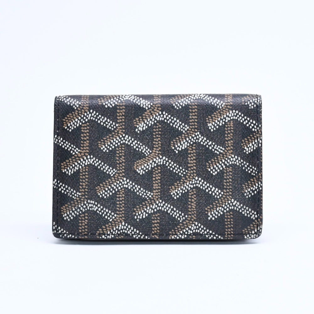 極美品 GOYARD ゴヤール サンシュルピス ヘリンボーン カードケース STSULPPMLTY01CL01X ブラック PVC レザー 中古 4a007176