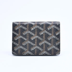 Very good condition GOYARD Saint Sulpice Herringbone Card Case STSULPPMLTY01CL01X Black PVC Leather Used 4a007176