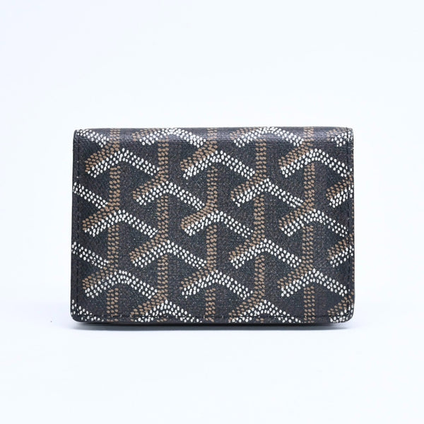 Very good condition GOYARD Saint Sulpice Herringbone Card Case STSULPPMLTY01CL01X Black PVC Leather Used 4a007176