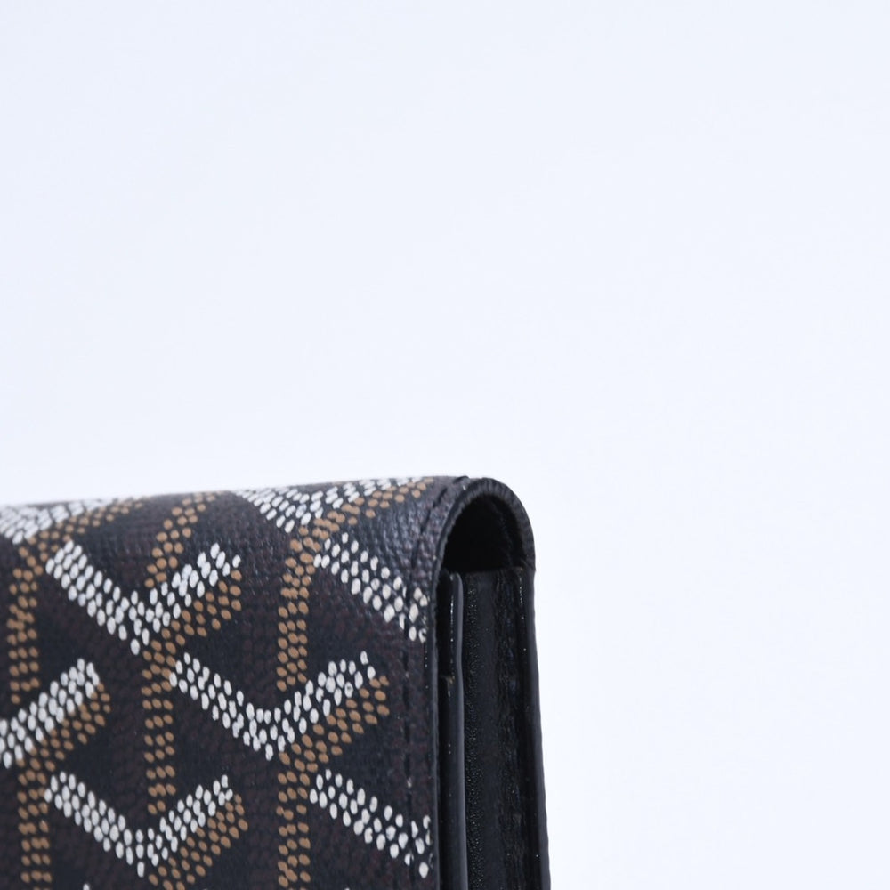 極美品 GOYARD ゴヤール サンシュルピス ヘリンボーン カードケース STSULPPMLTY01CL01X ブラック PVC レザー 中古 4a007176