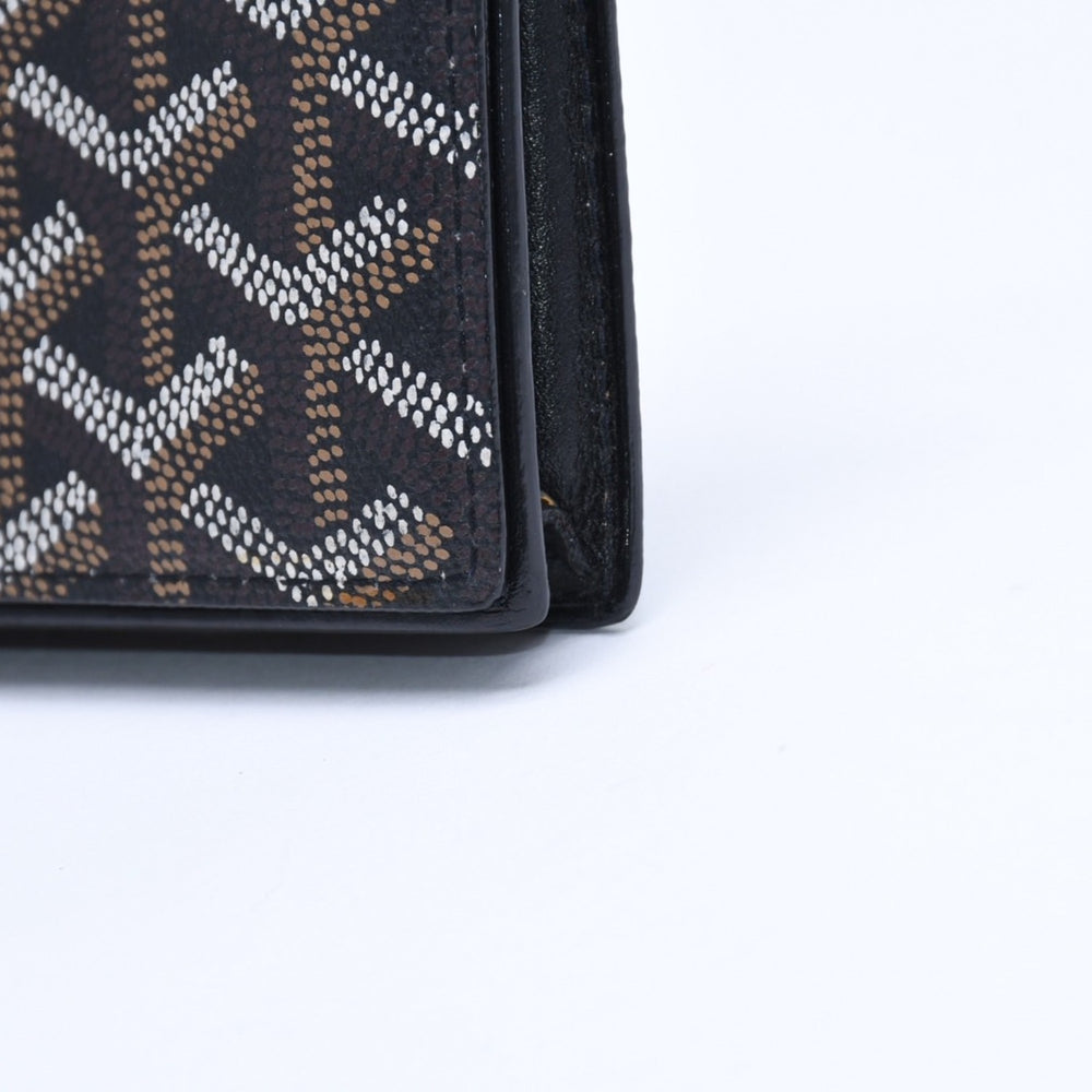 極美品 GOYARD ゴヤール サンシュルピス ヘリンボーン カードケース STSULPPMLTY01CL01X ブラック PVC レザー 中古 4a007176