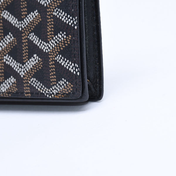 Very good condition GOYARD Saint Sulpice Herringbone Card Case STSULPPMLTY01CL01X Black PVC Leather Used 4a007176