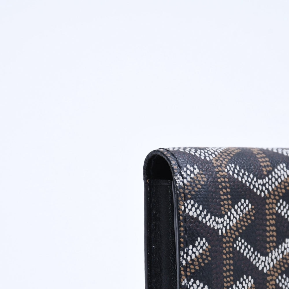 Very good condition GOYARD Saint Sulpice Herringbone Card Case STSULPPMLTY01CL01X Black PVC Leather Used 4a007176