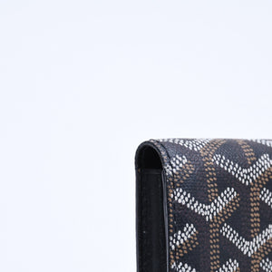 Very good condition GOYARD Saint Sulpice Herringbone Card Case STSULPPMLTY01CL01X Black PVC Leather Used 4a007176
