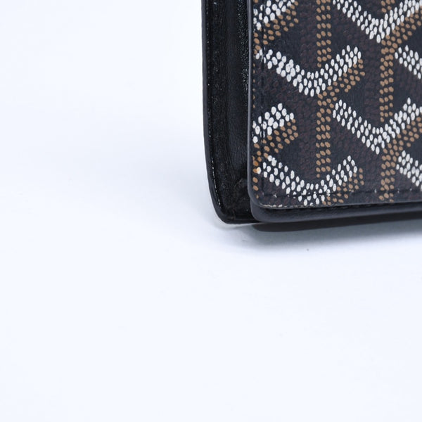 Very good condition GOYARD Saint Sulpice Herringbone Card Case STSULPPMLTY01CL01X Black PVC Leather Used 4a007176