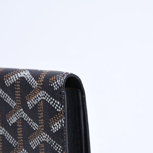Very good condition GOYARD Saint Sulpice Herringbone Card Case STSULPPMLTY01CL01X Black PVC Leather Used 4a007176