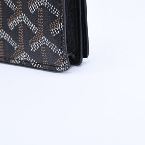 Very good condition GOYARD Saint Sulpice Herringbone Card Case STSULPPMLTY01CL01X Black PVC Leather Used 4a007176