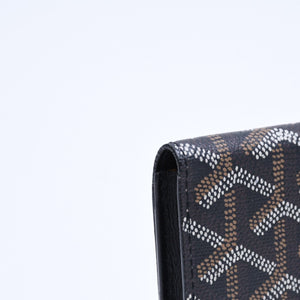 Very good condition GOYARD Saint Sulpice Herringbone Card Case STSULPPMLTY01CL01X Black PVC Leather Used 4a007176