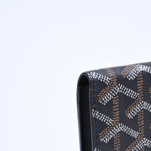 Very good condition GOYARD Saint Sulpice Herringbone Card Case STSULPPMLTY01CL01X Black PVC Leather Used 4a007176