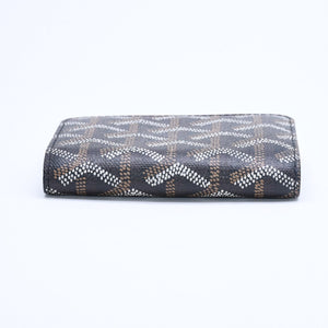 Very good condition GOYARD Saint Sulpice Herringbone Card Case STSULPPMLTY01CL01X Black PVC Leather Used 4a007176