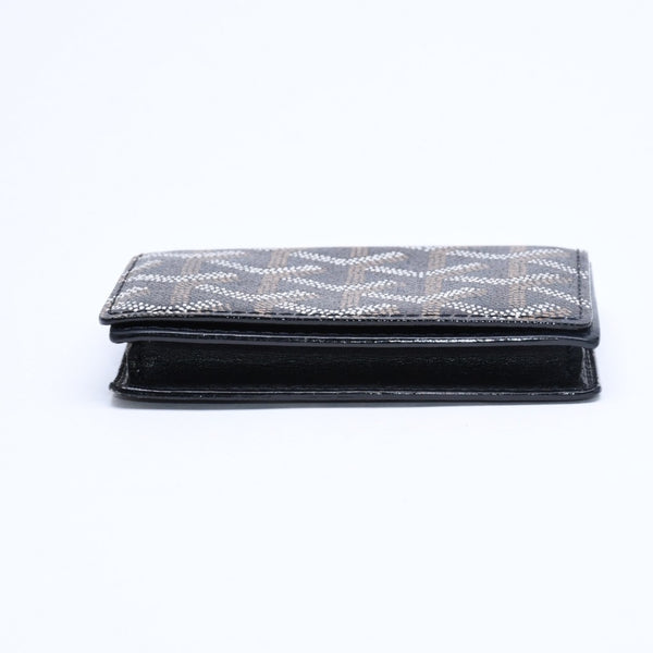 Very good condition GOYARD Saint Sulpice Herringbone Card Case STSULPPMLTY01CL01X Black PVC Leather Used 4a007176