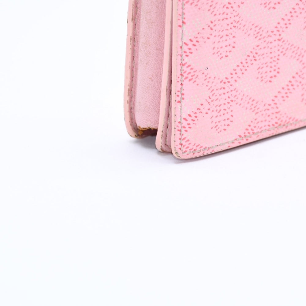 GOYARD Goyard Card Holder - Herringbone Pattern Made in France Goyardin Canvas Pink Good Condition Used 4a008867