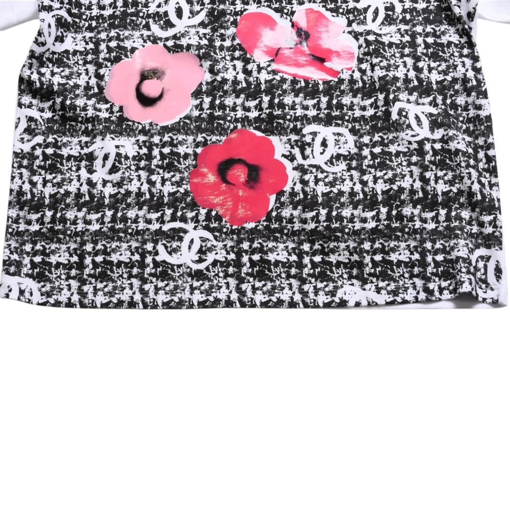 Very Good Condition CHANEL Camellia Men's Short Sleeve T-Shirt P77172K11134 Coco Mark Rhinestone White Print Size XL Used 4a008642