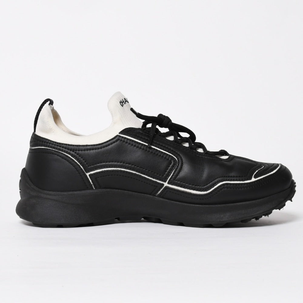 Like new CHANEL sneakers shoes here mark black white ivory W G47416 size 44 used 4a008752