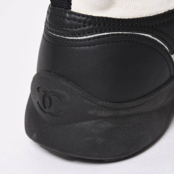 新品同様品 CHANEL シャネル スニーカー 靴 ココマーク ブラック ホワイト アイボリー W G47416 サイズ44 中古 4a008752