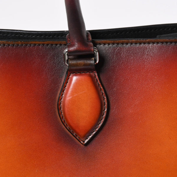 極美品 BERLUTI ベルルッティ トゥジュールトート トートバッグ スクリットレザー ブラウン シルバー金具 中古 4a008374