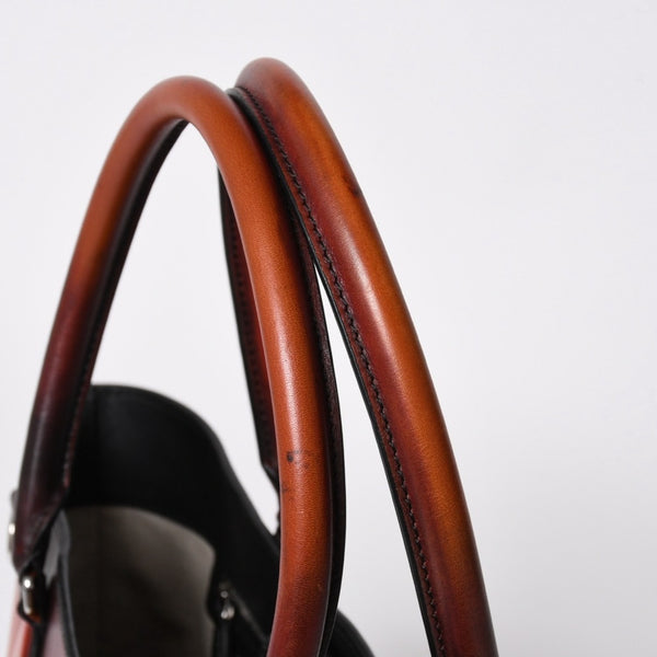 極美品 BERLUTI ベルルッティ トゥジュールトート トートバッグ スクリットレザー ブラウン シルバー金具 中古 4a008374