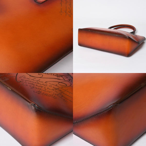 極美品 BERLUTI ベルルッティ トゥジュールトート トートバッグ スクリットレザー ブラウン シルバー金具 中古 4a008374