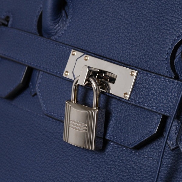 極美品 HERMES エルメス オータクロア 40 ハンドバッグ U刻印 トゴ ブルーニュイ 内縫い 2022年製 シルバー金具 中古 4a008978