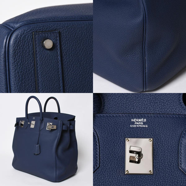 極美品 HERMES エルメス オータクロア 40 ハンドバッグ U刻印 トゴ ブルーニュイ 内縫い 2022年製 シルバー金具 中古 4a008978