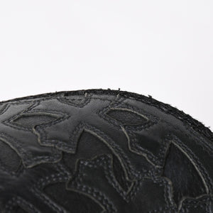 極美品 CHROME HEARTS クロムハーツ フルセメタリークロス トラッカーキャップ レザー シルバー925 ブラック シルバー金具 中古 4a008893