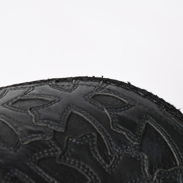 極美品 CHROME HEARTS クロムハーツ フルセメタリークロス トラッカーキャップ レザー シルバー925 ブラック シルバー金具 中古 4a008893