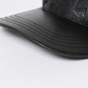 極美品 CHROME HEARTS クロムハーツ フルセメタリークロス トラッカーキャップ レザー シルバー925 ブラック シルバー金具 中古 4a008893
