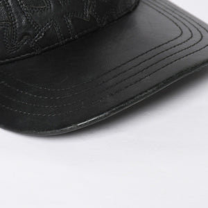 極美品 CHROME HEARTS クロムハーツ フルセメタリークロス トラッカーキャップ レザー シルバー925 ブラック シルバー金具 中古 4a008893
