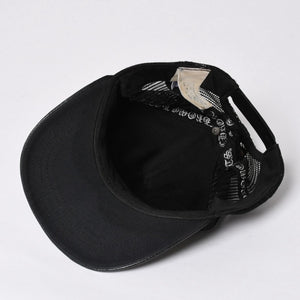 極美品 CHROME HEARTS クロムハーツ フルセメタリークロス トラッカーキャップ レザー シルバー925 ブラック シルバー金具 中古 4a008893