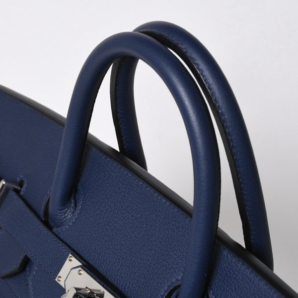 極美品 HERMES エルメス オータクロア 40 ハンドバッグ U刻印 トゴ ブルーニュイ 内縫い 2022年製 シルバー金具 中古 4a008978
