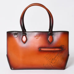 極美品 BERLUTI ベルルッティ トゥジュールトート トートバッグ スクリットレザー ブラウン シルバー金具 中古 4a008374