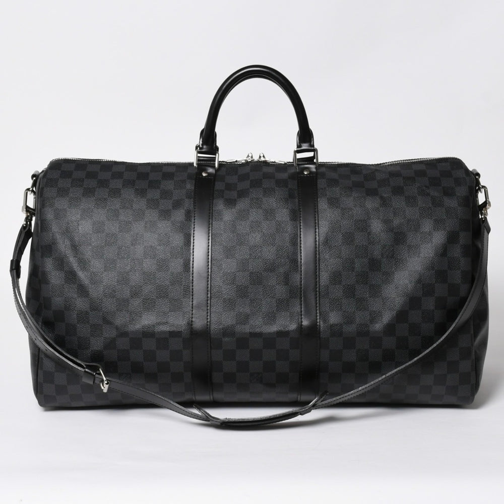 極美品 LOUIS VUITTON ルイヴィトン キーポルバンドリエール55 ボストンバッグ N41413 ダミエグラフィット ブラック 中古 4a008980