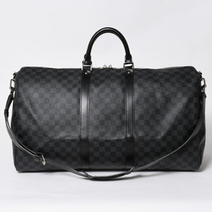 極美品 LOUIS VUITTON ルイヴィトン キーポルバンドリエール55 ボストンバッグ N41413 ダミエグラフィット ブラック 中古 4a008980