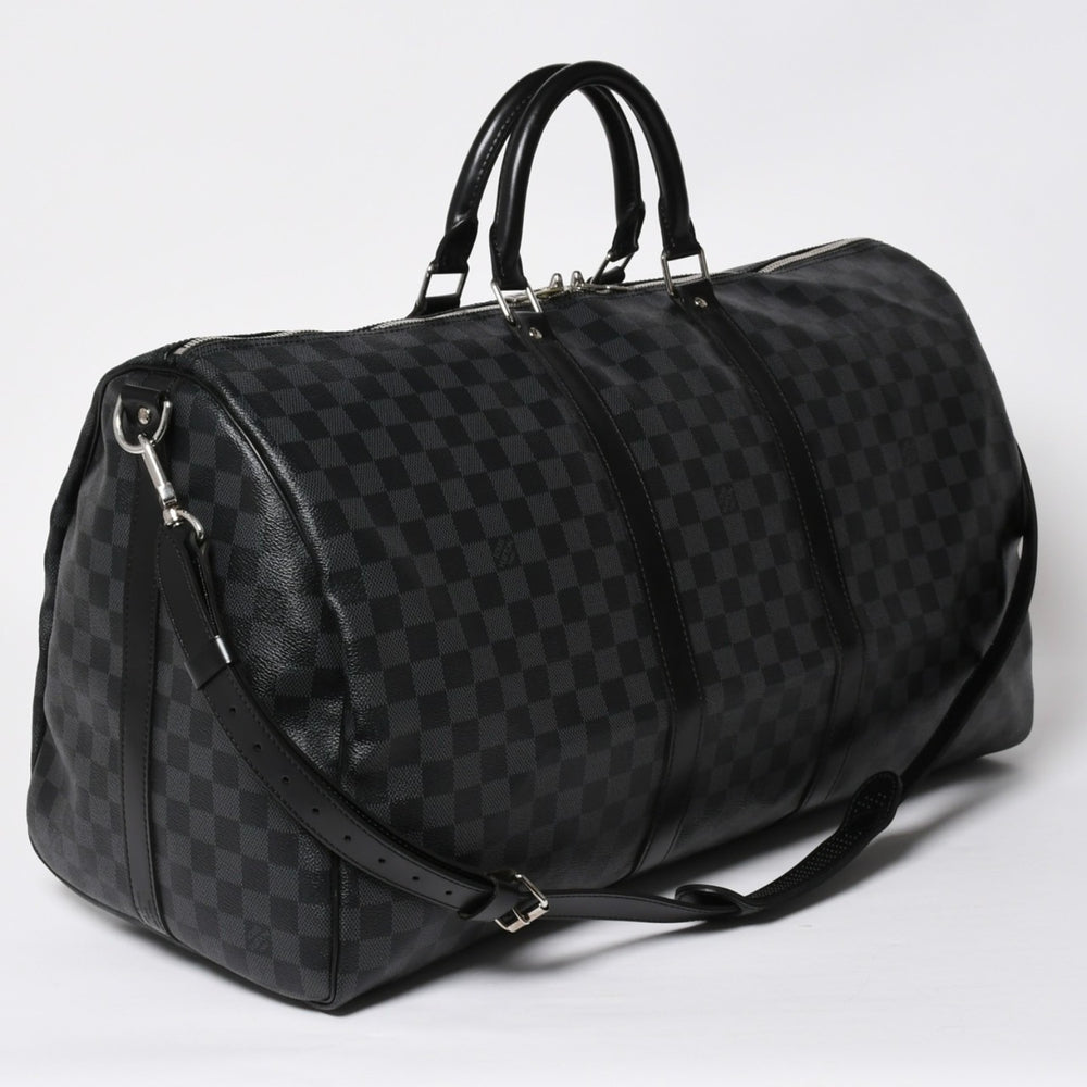 極美品 LOUIS VUITTON ルイヴィトン キーポルバンドリエール55 ボストンバッグ N41413 ダミエグラフィット ブラック 中古 4a008980