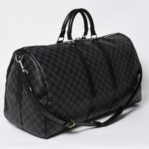 極美品 LOUIS VUITTON ルイヴィトン キーポルバンドリエール55 ボストンバッグ N41413 ダミエグラフィット ブラック 中古 4a008980