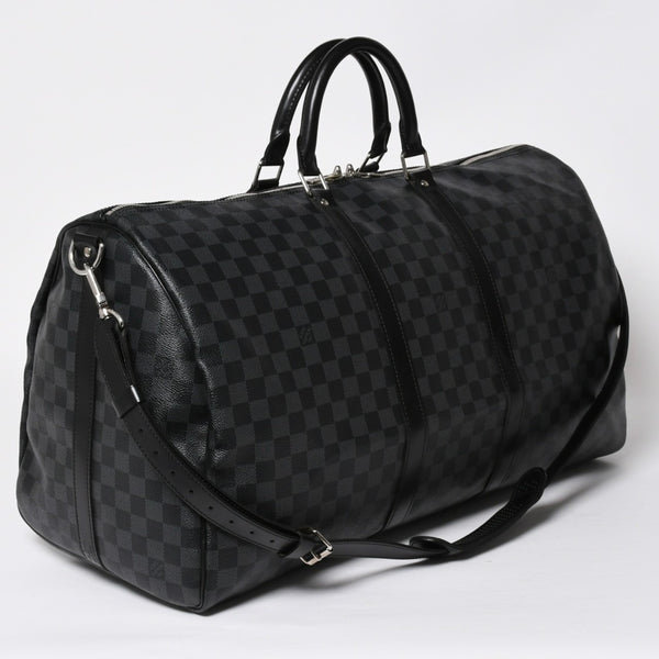 極美品 LOUIS VUITTON ルイヴィトン キーポルバンドリエール55 ボストンバッグ N41413 ダミエグラフィット ブラック 中古 4a008980