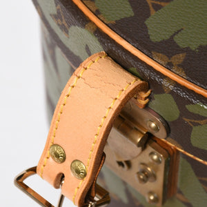 極美品 LOUIS VUITTON ルイヴィトン 帽子ケース モノグラム・グラフィティ ボワット・シャポー ブラウン カーキ ゴールド金具 激レア 中古 4a008592