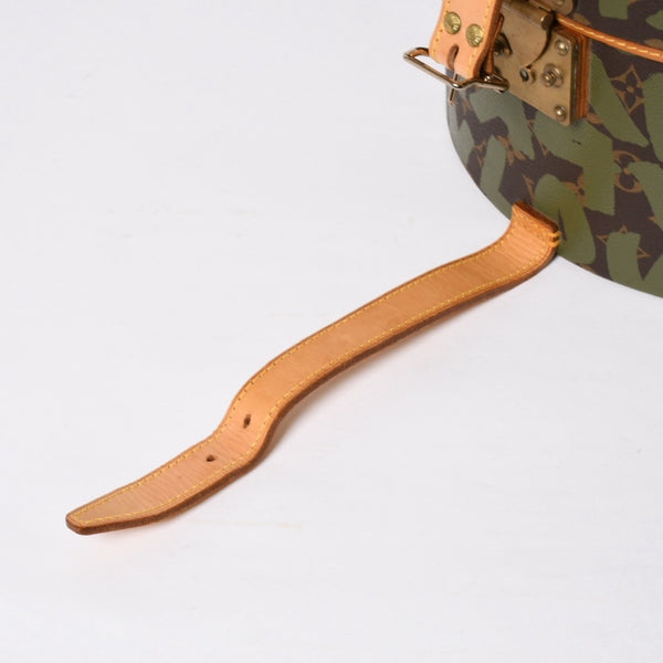 極美品 LOUIS VUITTON ルイヴィトン 帽子ケース モノグラム・グラフィティ ボワット・シャポー ブラウン カーキ ゴールド金具 激レア 中古 4a008592