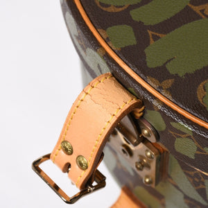 極美品 LOUIS VUITTON ルイヴィトン 帽子ケース モノグラム・グラフィティ ボワット・シャポー ブラウン カーキ ゴールド金具 激レア 中古 4a008592
