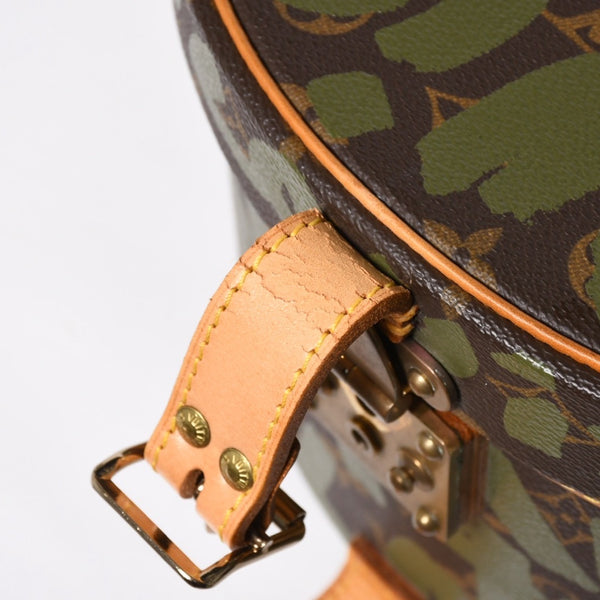 極美品 LOUIS VUITTON ルイヴィトン 帽子ケース モノグラム・グラフィティ ボワット・シャポー ブラウン カーキ ゴールド金具 激レア 中古 4a008592