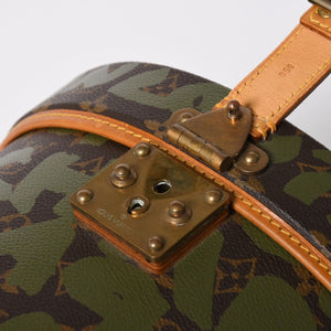 極美品 LOUIS VUITTON ルイヴィトン 帽子ケース モノグラム・グラフィティ ボワット・シャポー ブラウン カーキ ゴールド金具 激レア 中古 4a008592