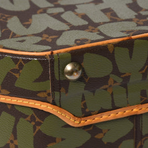 極美品 LOUIS VUITTON ルイヴィトン 帽子ケース モノグラム・グラフィティ ボワット・シャポー ブラウン カーキ ゴールド金具 激レア 中古 4a008592
