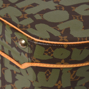 極美品 LOUIS VUITTON ルイヴィトン 帽子ケース モノグラム・グラフィティ ボワット・シャポー ブラウン カーキ ゴールド金具 激レア 中古 4a008592