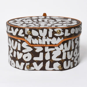LOUIS VUITTON ルイヴィトン 帽子ケース モノグラム グラフィティ ボワット シャポー M92186 ブラウン シルバー 激レア 美品 中古 4a008593