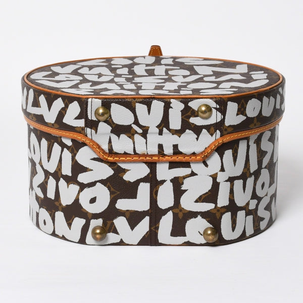 LOUIS VUITTON ルイヴィトン 帽子ケース モノグラム グラフィティ ボワット シャポー M92186 ブラウン シルバー 激レア 美品 中古 4a008593