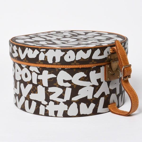 LOUIS VUITTON ルイヴィトン 帽子ケース モノグラム グラフィティ ボワット シャポー M92186 ブラウン シルバー 激レア 美品 中古 4a008593