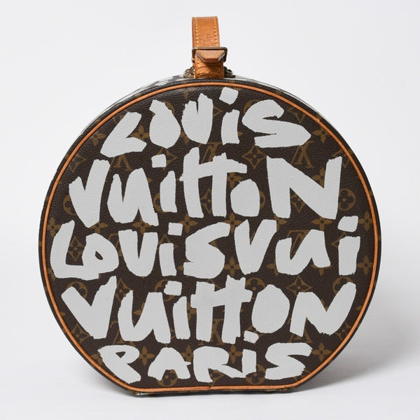 LOUIS VUITTON ルイヴィトン 帽子ケース モノグラム グラフィティ ボワット シャポー M92186 ブラウン シルバー 激レア 美品 中古 4a008593