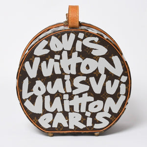 LOUIS VUITTON ルイヴィトン 帽子ケース モノグラム グラフィティ ボワット シャポー M92186 ブラウン シルバー 激レア 美品 中古 4a008593